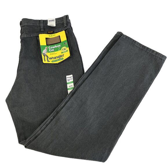 New Mens Wrangler Cowboy Cut 936 Slim Fit Denim Jeans Sz 38x36 Gray NWT - Picture 1 of 8